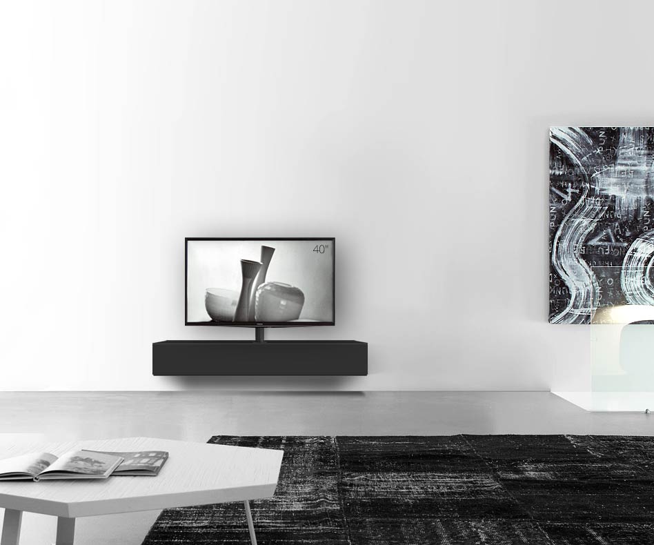Design lowboard configurator met TV-bevestiging wandbreedte 150 24 45 midden mat zwart Design lowboard configurator met TV-bevestiging wandbreedte 150 24 45 midden mat zwart