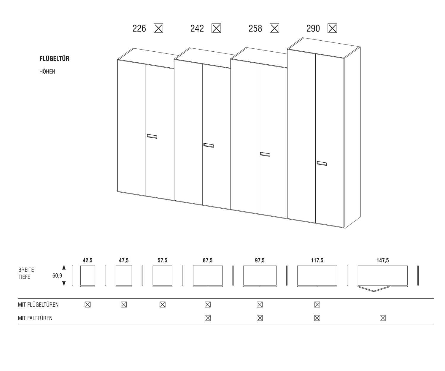 Novamobili Afla YNCA modules Deuren Breedtes Hoogtes Novamobili Afla YNCA modules Deuren Breedtes Hoogtes