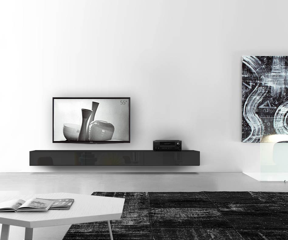 /Design lowboard wand B270 H25 5 glanzend zwart /Design lowboard wand B270 H25 5 glanzend zwart