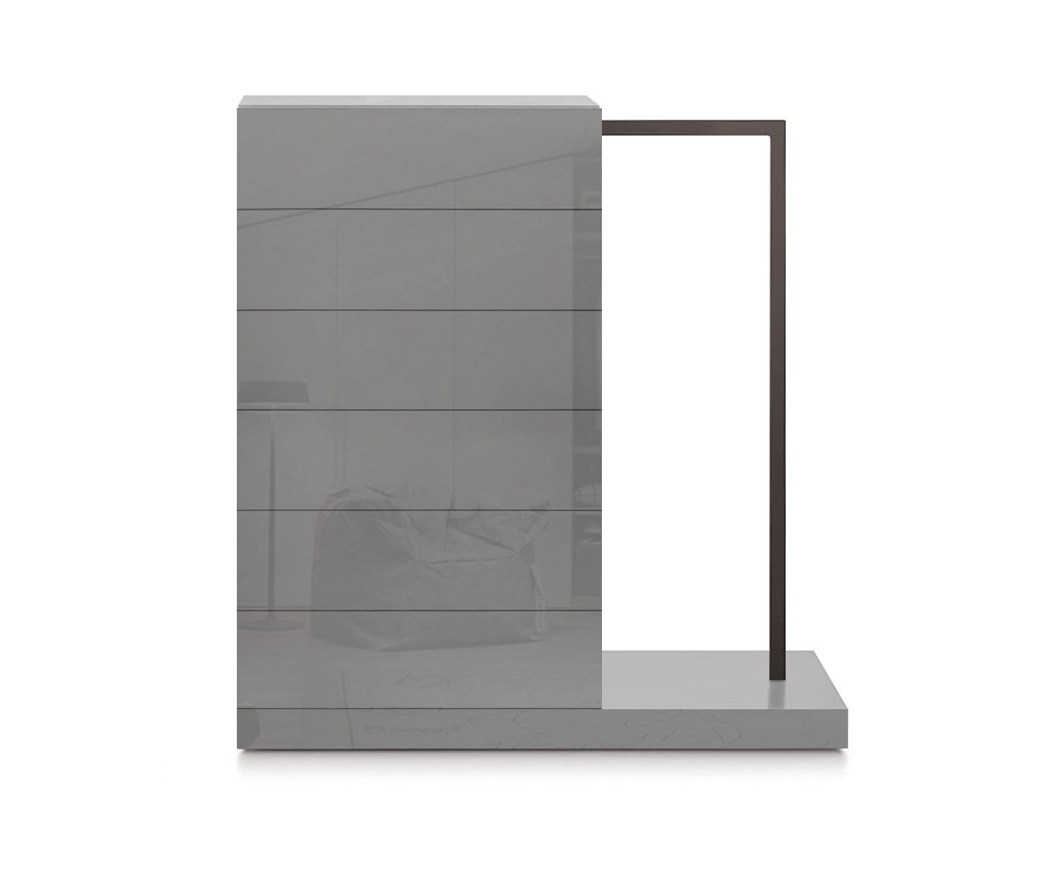 Novamobili Easy6 hoge ladekast + kleerkast rechts B64cm glanzend lichtgrijs430 Novamobili Easy6 hoge ladekast + kleerkast rechts B64cm glanzend lichtgrijs430