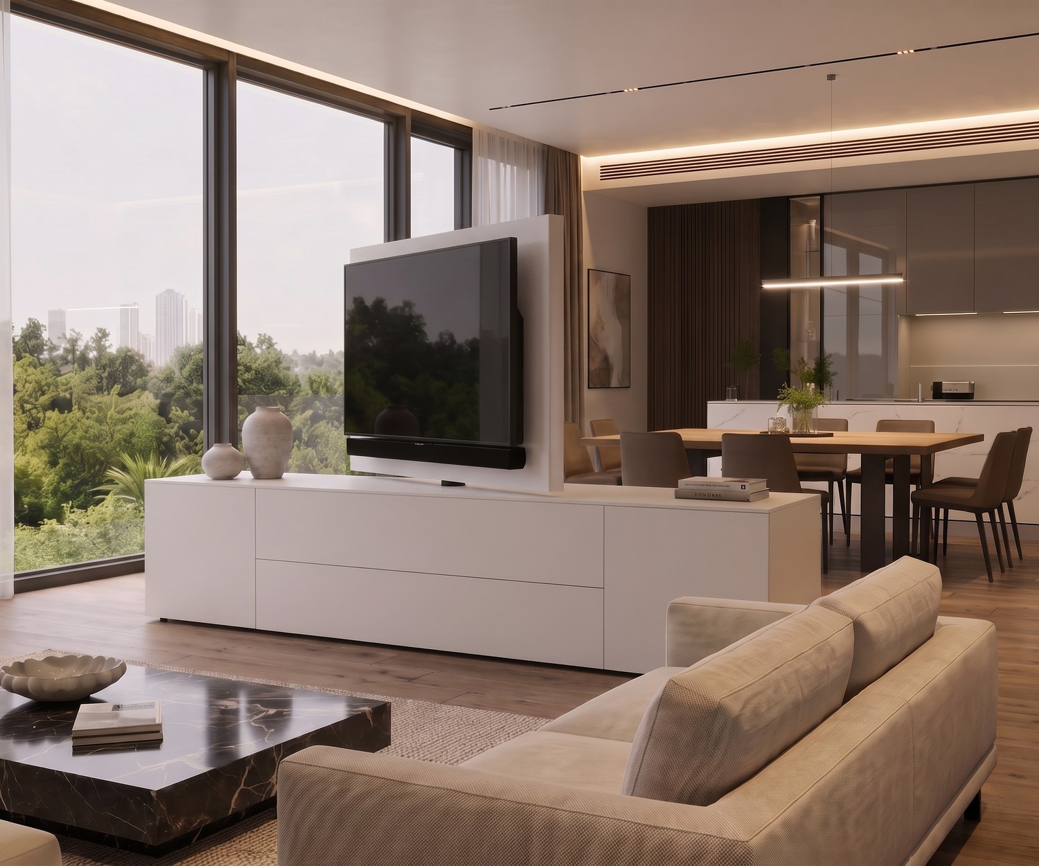 Livitalia Roto Dressoir Roomdivider met Draaibaar TV Paneel