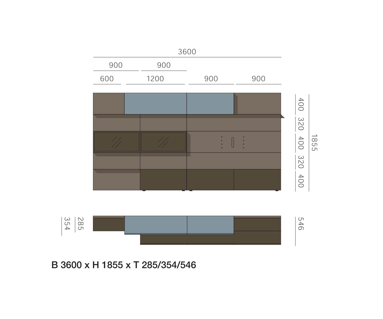 Livitalia Design wandmeubel C36 Afmetingen Schets Maten Livitalia Design wandmeubel C36 Afmetingen Schets Maten