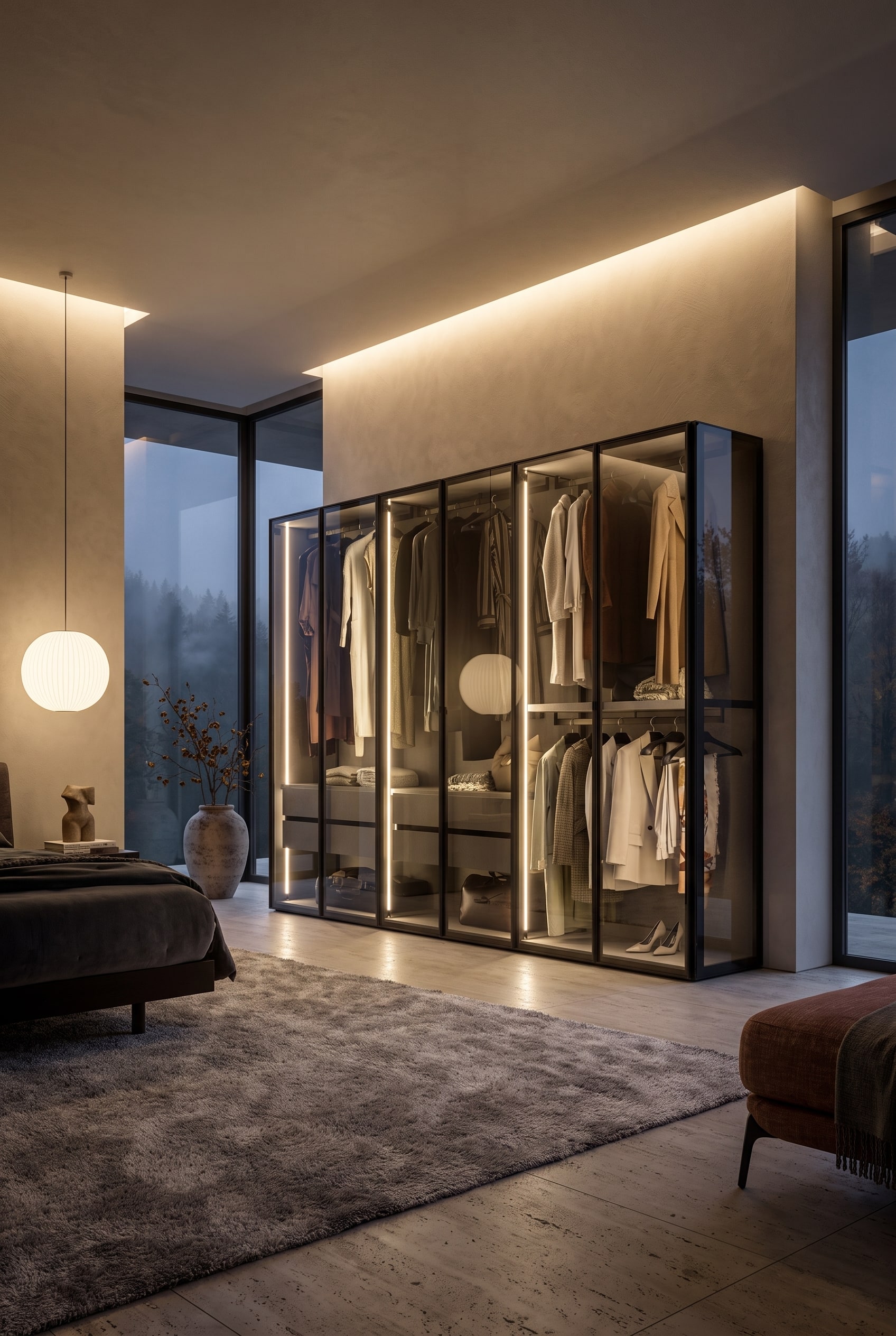 Schlafzimmer Glas-Kleiderschrank Modern
