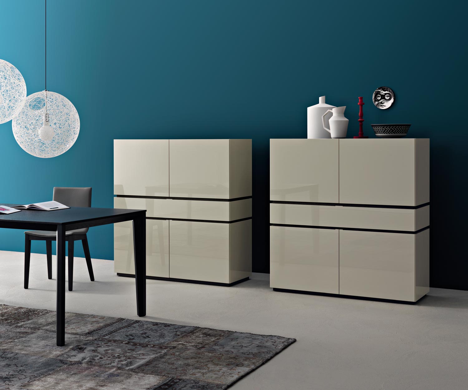 Exclusieve Livitalia Design highboard Cubi in wit hoogglans gelakt Exclusieve Livitalia Design highboard Cubi in wit hoogglans gelakt