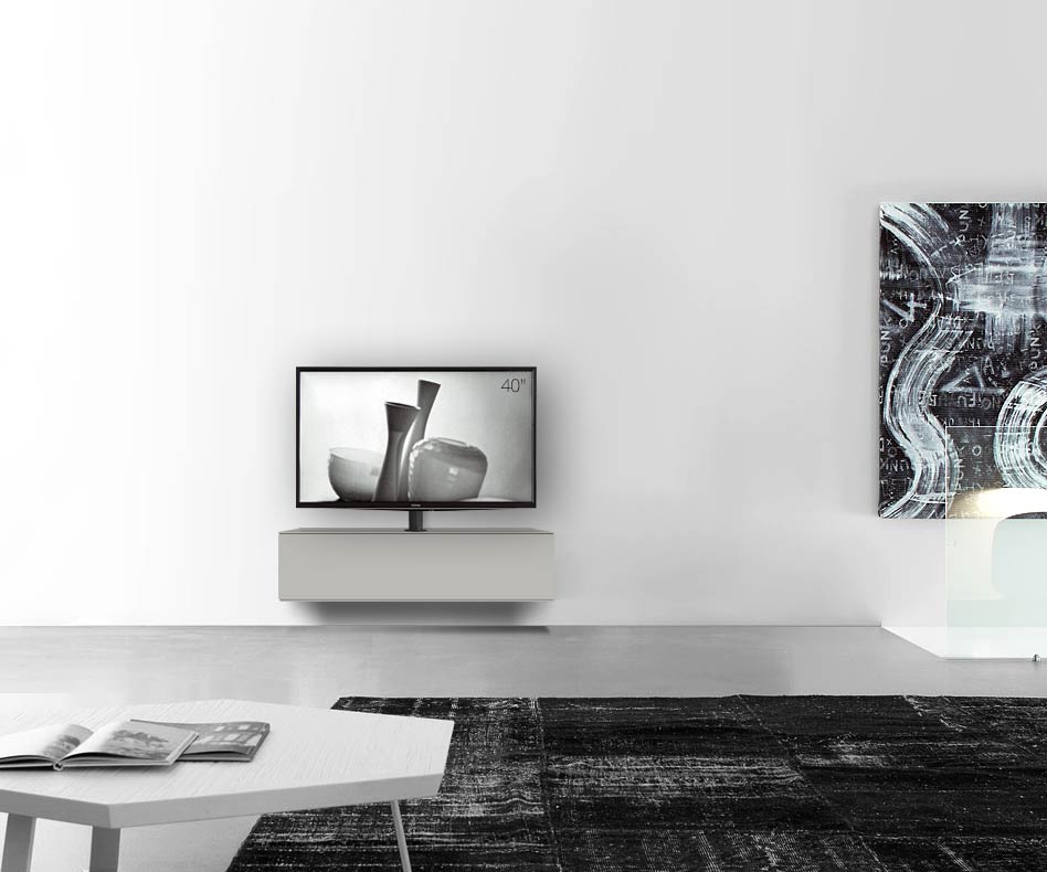 Design lowboard configurator met TV-bevestiging wandbreedte 120 32 45 midden mat lichtgrijs Design lowboard configurator met TV-bevestiging wandbreedte 120 32 45 midden mat lichtgrijs