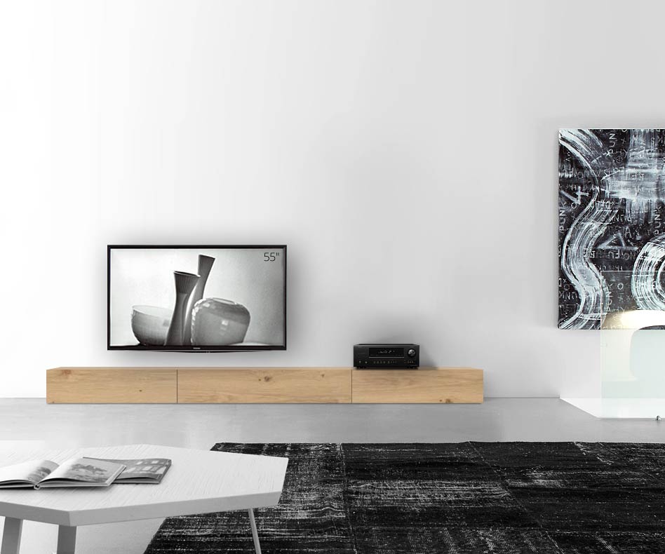 Livitalia Wood design lowboard configurator vloer 300 cm 24 cm 56 cm licht eiken Livitalia Wood design lowboard configurator vloer 300 cm 24 cm 56 cm licht eiken