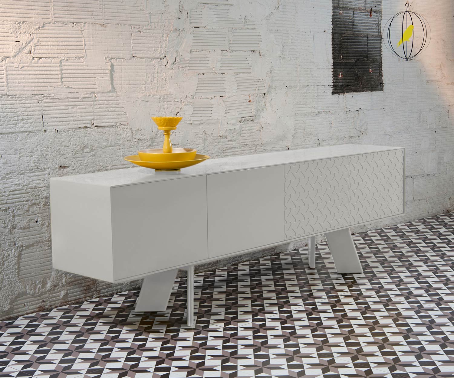 Exclusief al2 Design dressoir Alhambra B 240 cm in witte romp en witte lijst