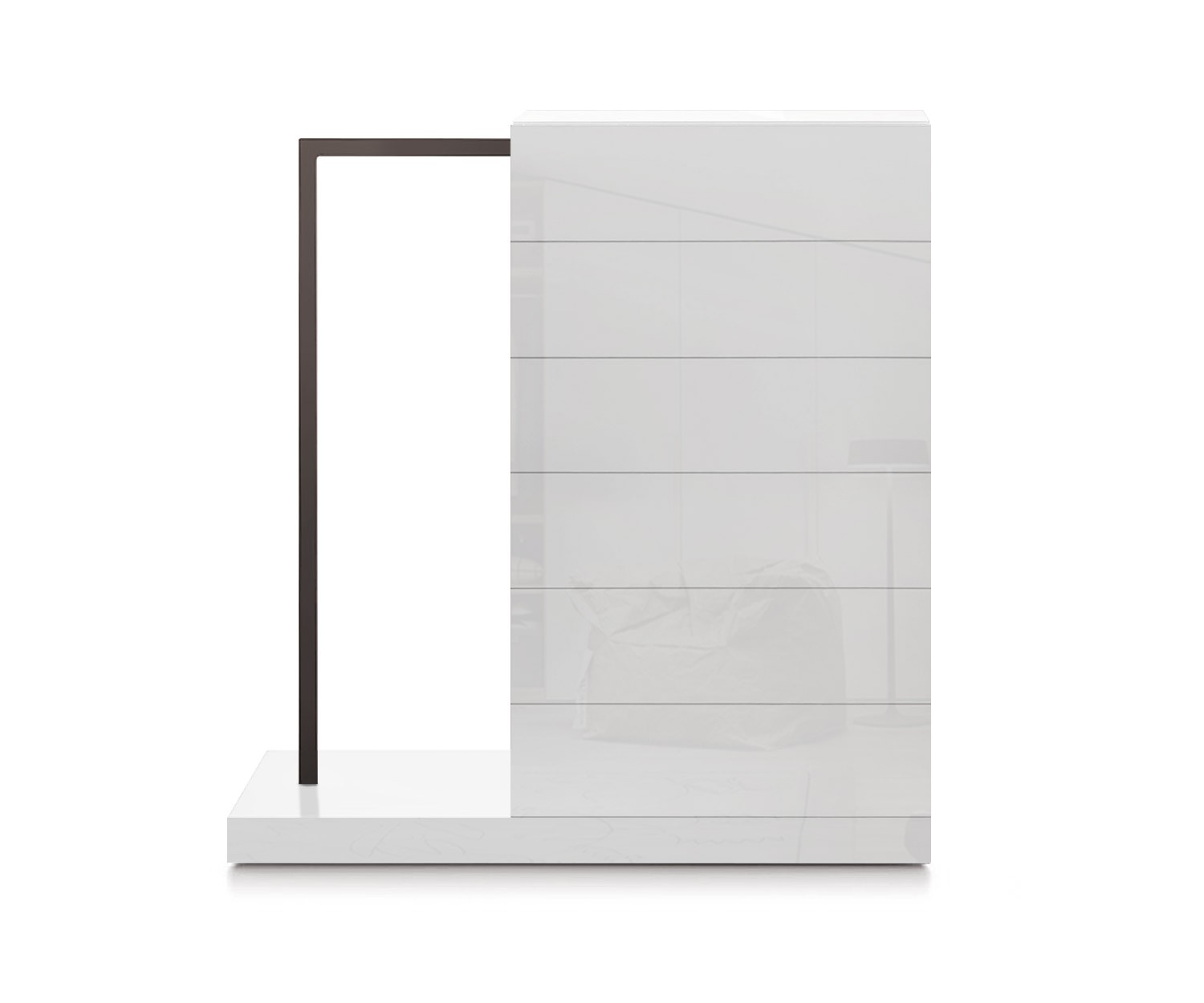 Novamobili Easy6 hoge ladekast + kleerkast links B64cm glanzend wit400 Novamobili Easy6 hoge ladekast + kleerkast links B64cm glanzend wit400