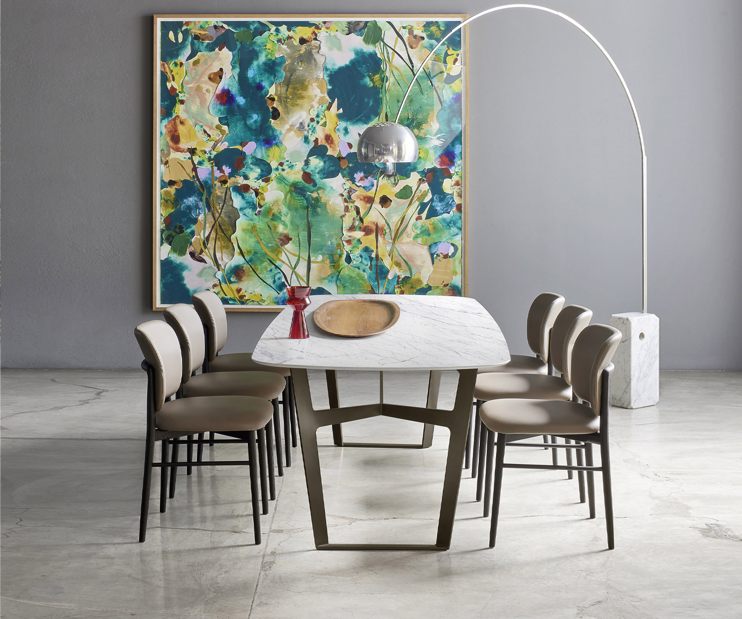 Modern Livitalia Design eettafel Obi van de zijkant Keramisch tafelblad wit