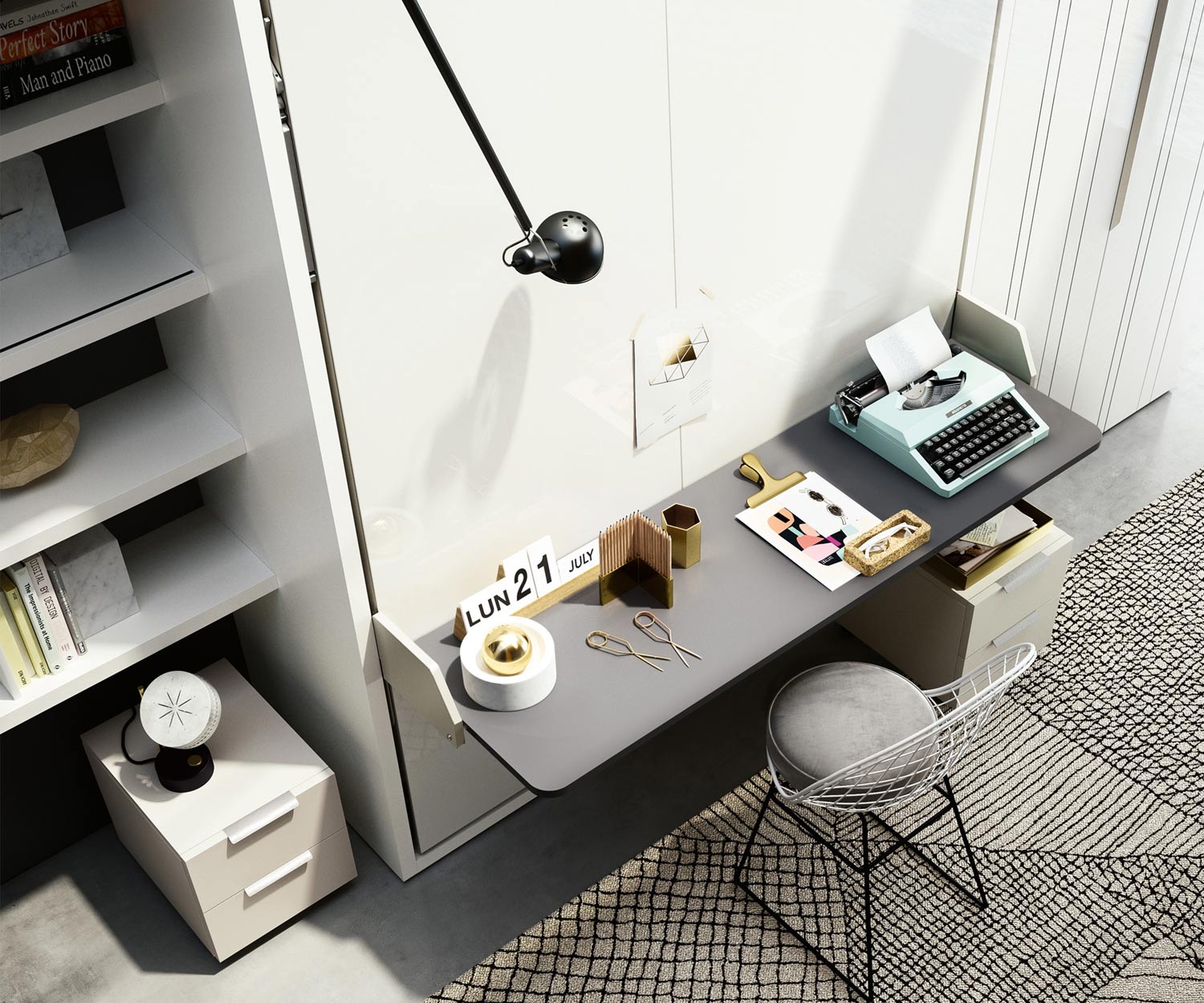 Clei Penelope 2 design opklapbed met bureau Clei Penelope 2 design opklapbed met bureau
