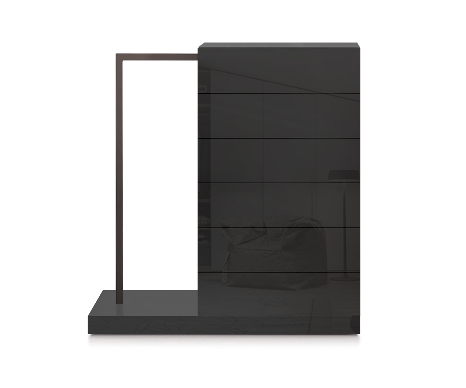 Novamobili Easy6 hoge ladekast + kleerkast links B64cm glanzend zwart418 Novamobili Easy6 hoge ladekast + kleerkast links B64cm glanzend zwart418