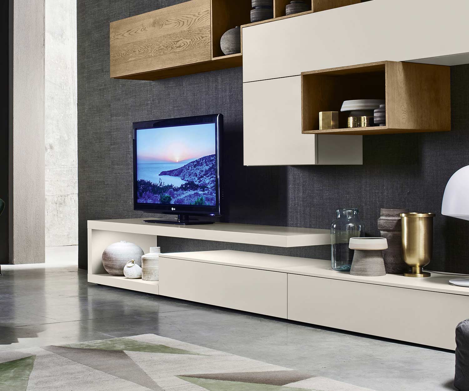 Moderne Livitalia design TV wandplank als oppervlak voor een televisie