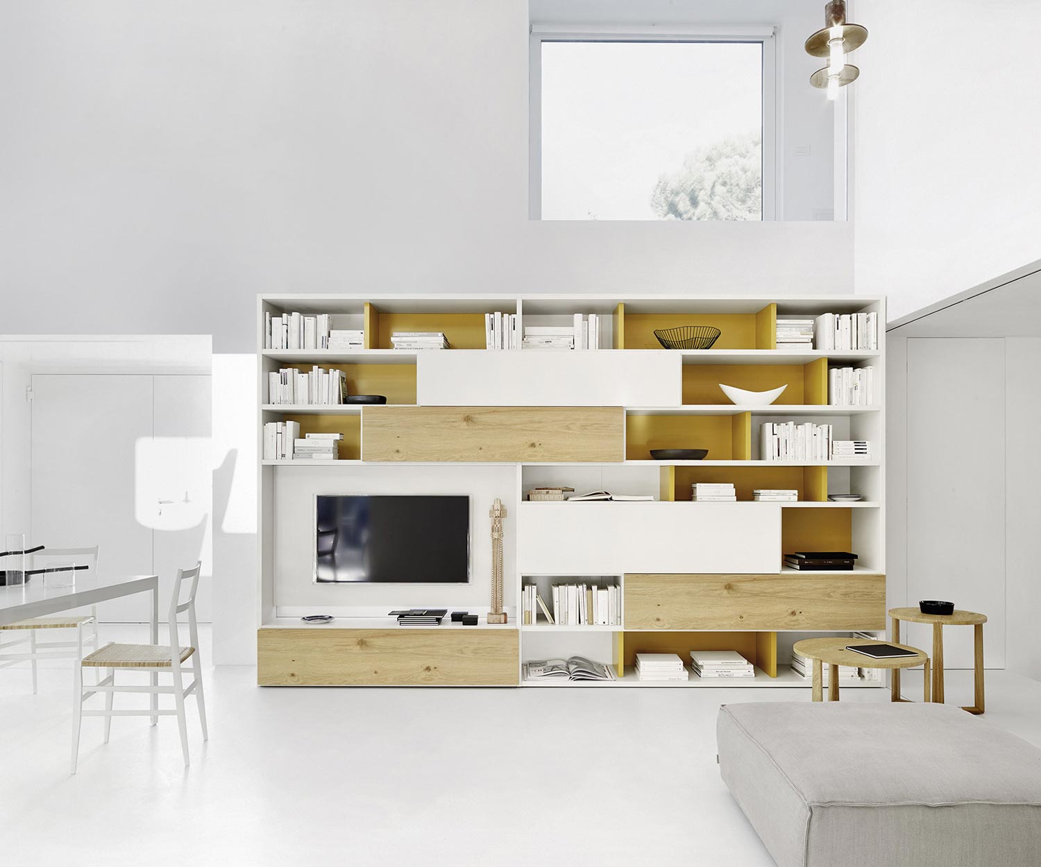 Moderne Livitalia Design boekenplank C51 in licht eiken