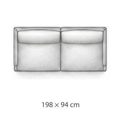 2-zitsbank · 198 × 94 cm