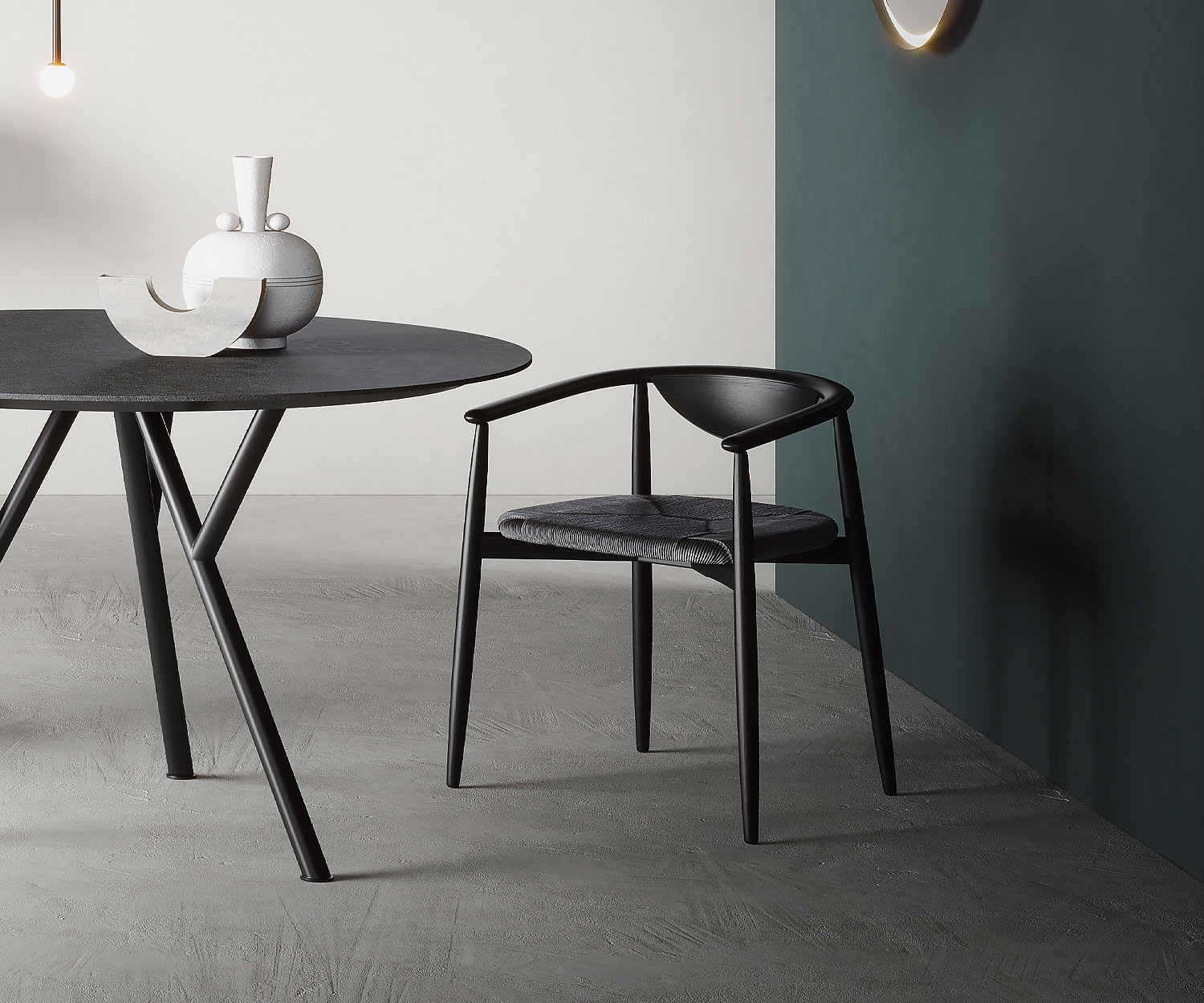 Novamobili Rose stoel massief eiken grijs bekleding in grijs Novamobili Rose stoel massief eiken grijs bekleding in grijs