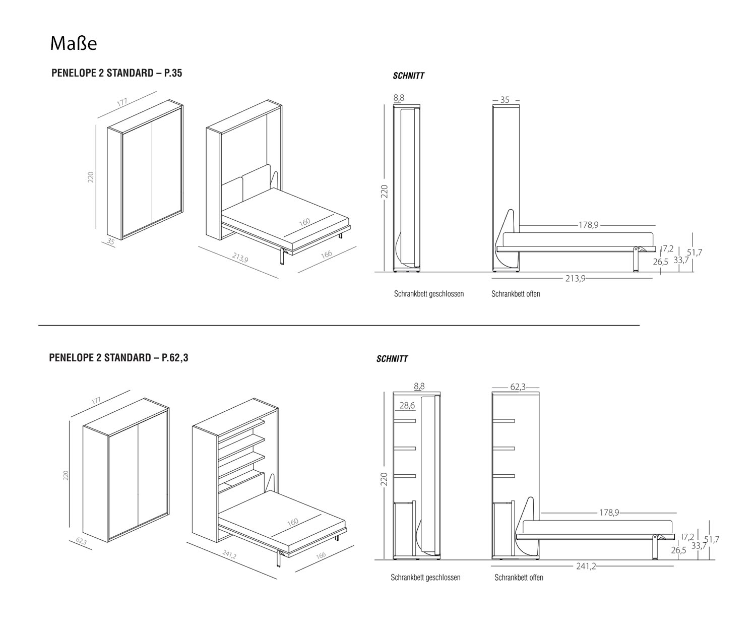 Clei Penelope 2 design kledingkast bed schets afmetingen Clei Penelope 2 design kledingkast bed schets afmetingen