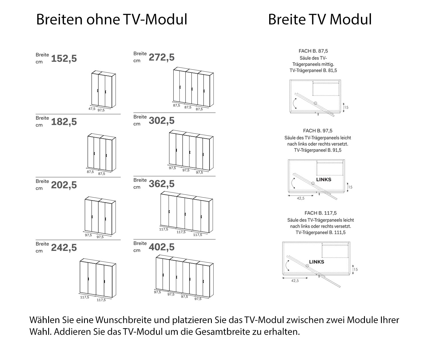 Gola TV-vakmodules breedte van Novamobili Design kleerkast Gola TV-vakmodules breedte van Novamobili Design kleerkast