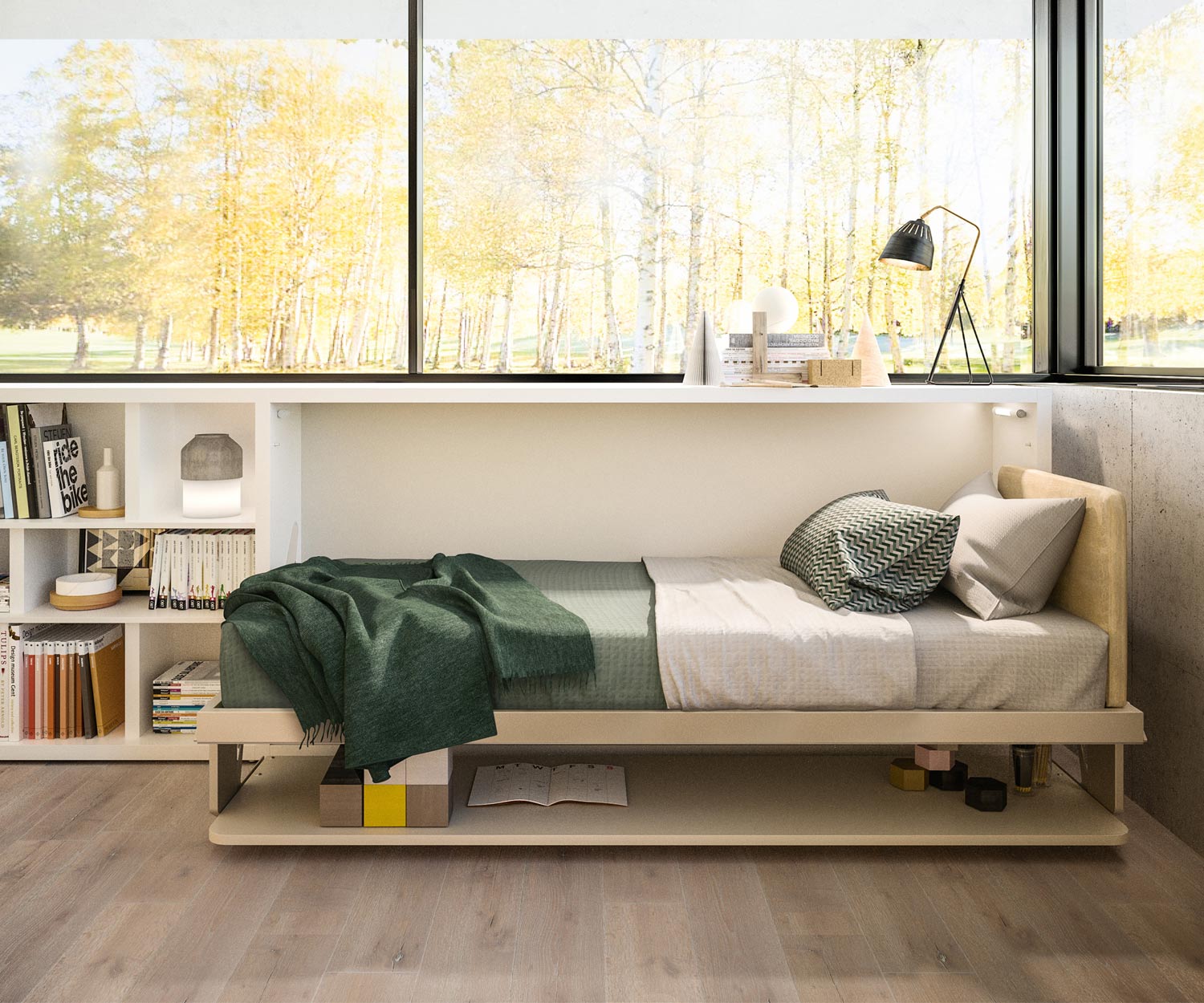 Modern Clei Kinderkamer ontwerp opklapbed met bureau Modern Clei Kinderkamer ontwerp opklapbed met bureau