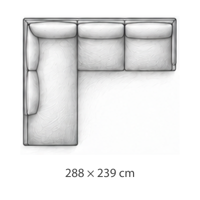 Hoekbank links · 288 × 239 cm