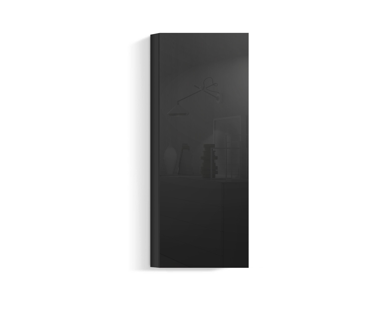 Design woonkamer wandmeubel verticaal H160 B60 zwart418 Design woonkamer wandmeubel verticaal H160 B60 zwart418