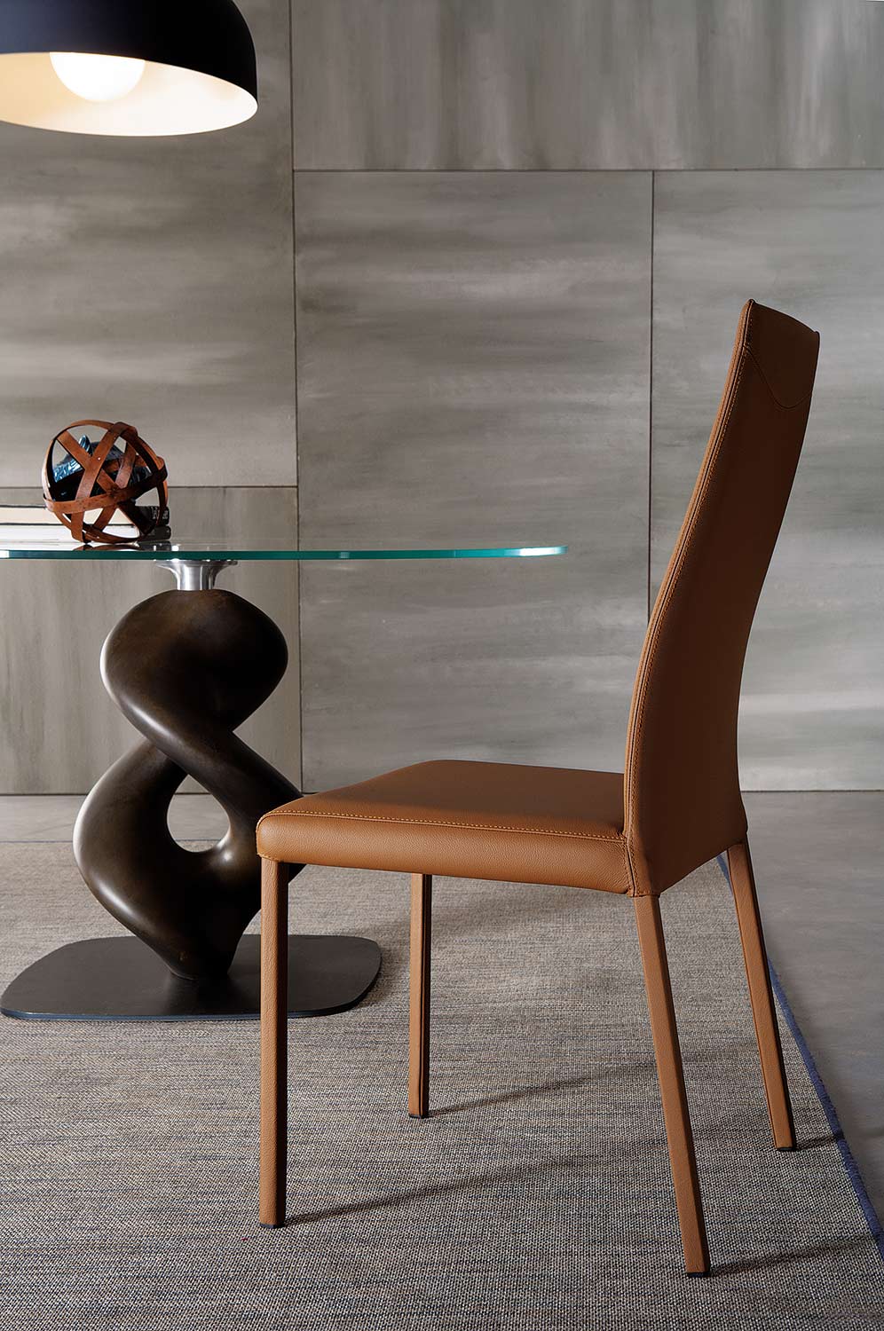 cognac design leren stoel