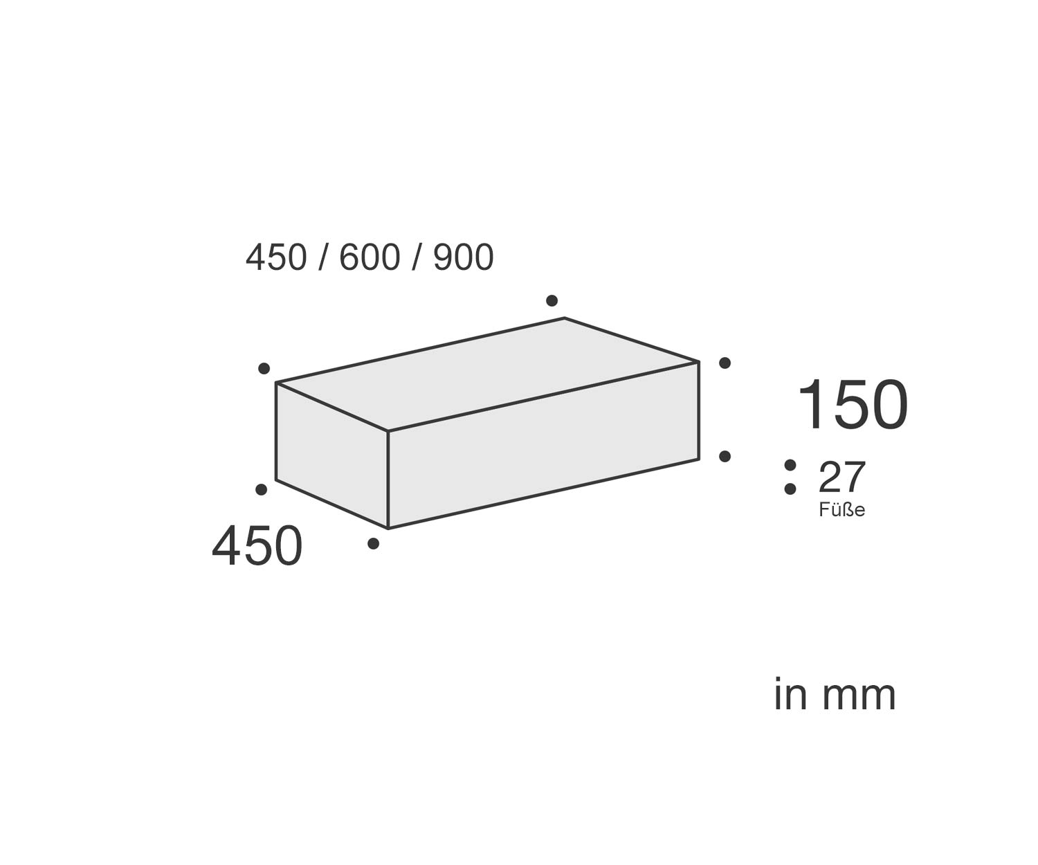 Ecletto design nachtkastje 1 lade hangend schets afmetingen maten Ecletto design nachtkastje 1 lade hangend schets afmetingen maten