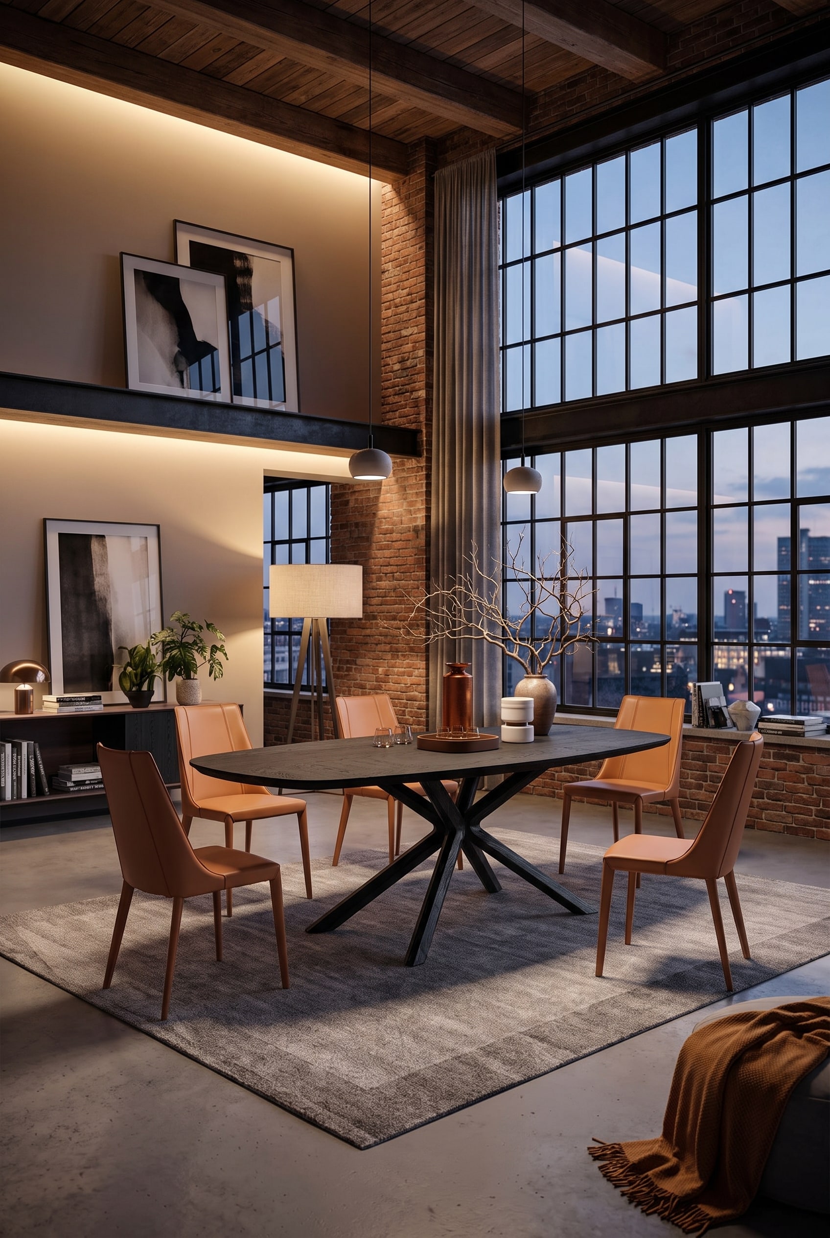 Loft Esszimmer mit großem Esstisch im Industrial Style Loft Esszimmer mit großem Esstisch im Industrial Style