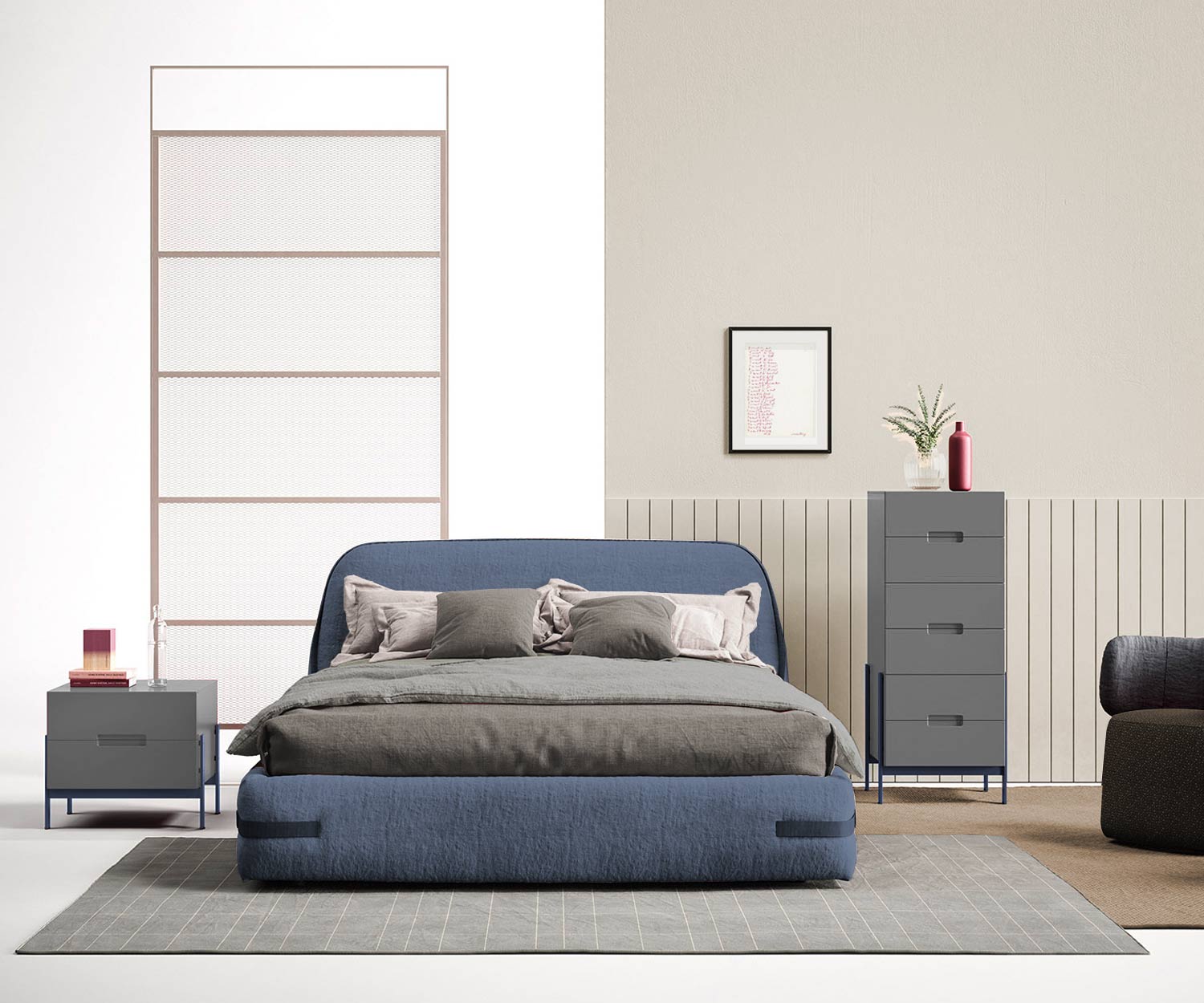 Hoogwaardig Novamobili Float design nachtkastje in grijs voor in de slaapkamer