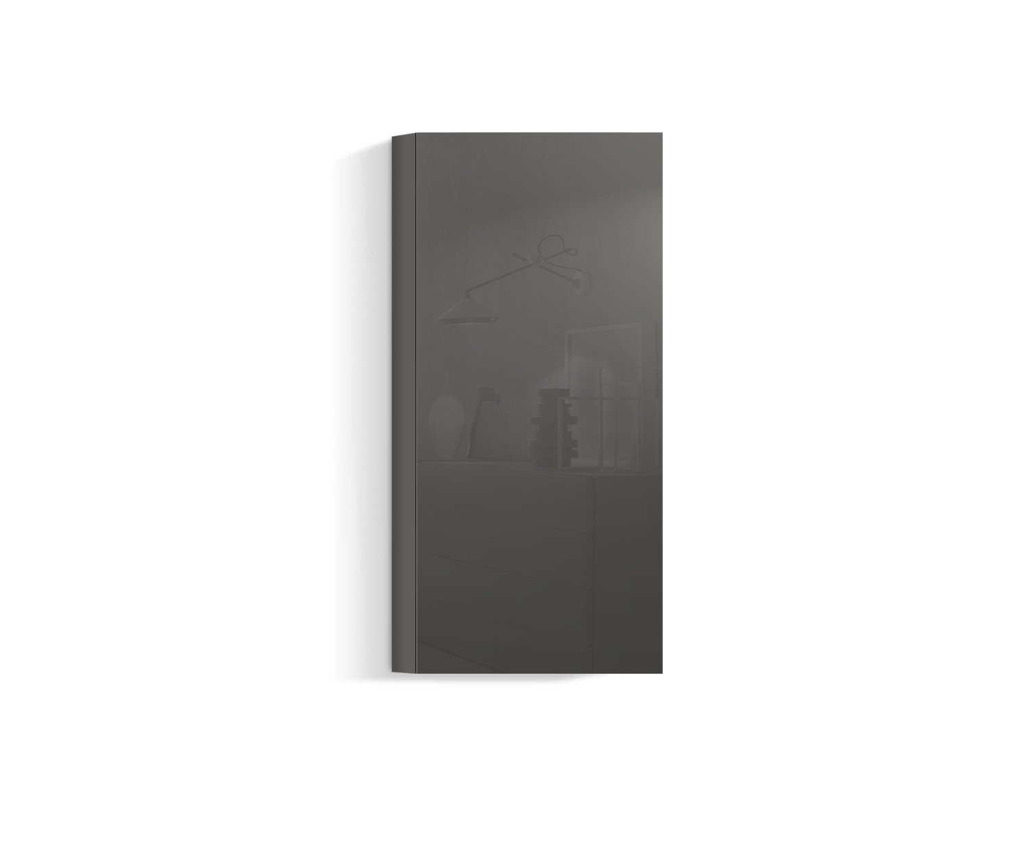 Design woonkamer wandmeubel verticaal H128 B60 quarz410 Design woonkamer wandmeubel verticaal H128 B60 quarz410