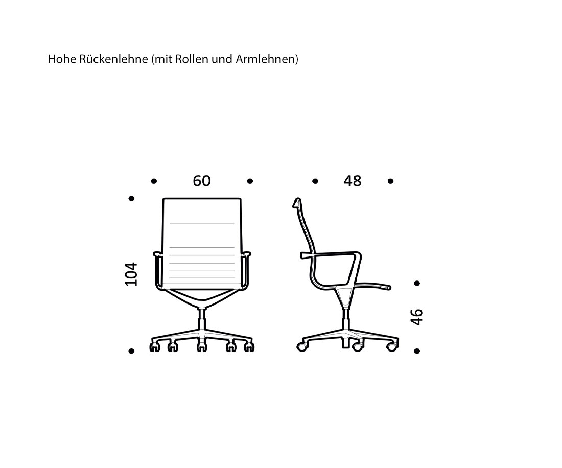 Schets afmetingen hoge rugleuning Una Chair van ICF Schets afmetingen hoge rugleuning Una Chair van ICF