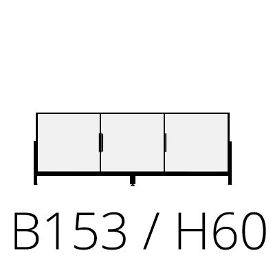 B 153 cm H 60 cm 3 deuren