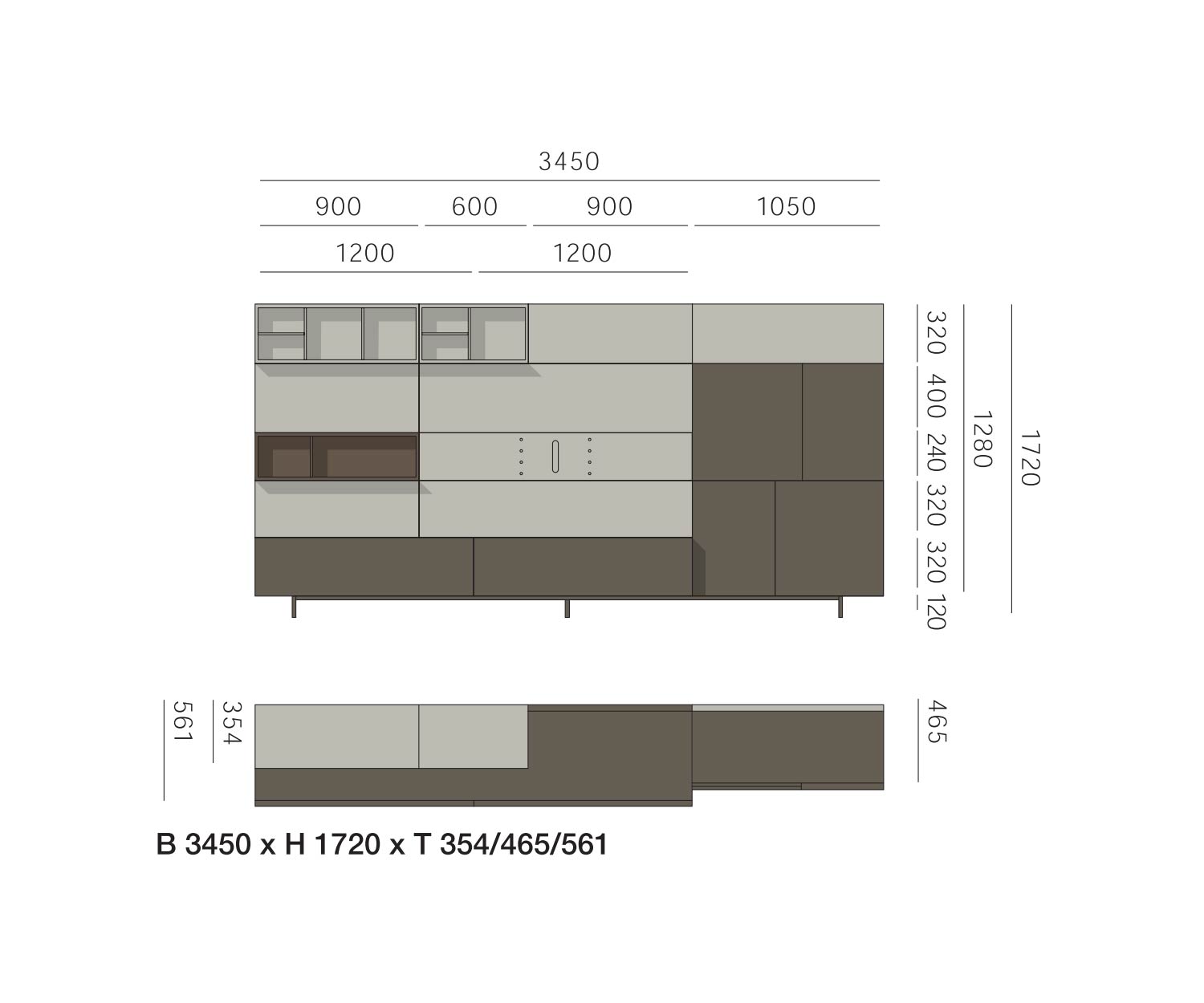 Livitalia Design wandmeubel C34 Afmetingen Schets Maten Livitalia Design wandmeubel C34 Afmetingen Schets Maten
