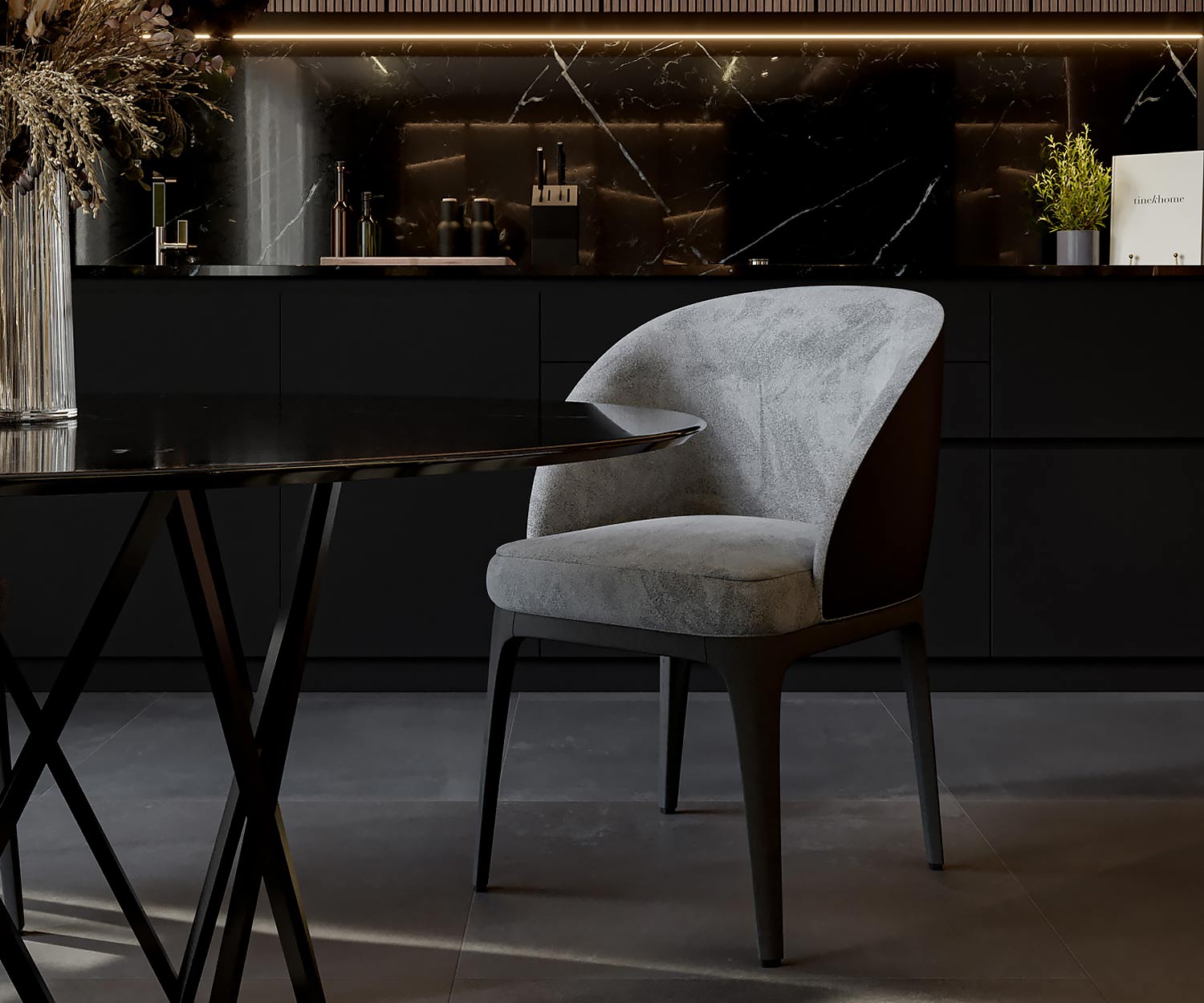 Design stoel met fluwelen armleuning Design stoel met fluwelen armleuning