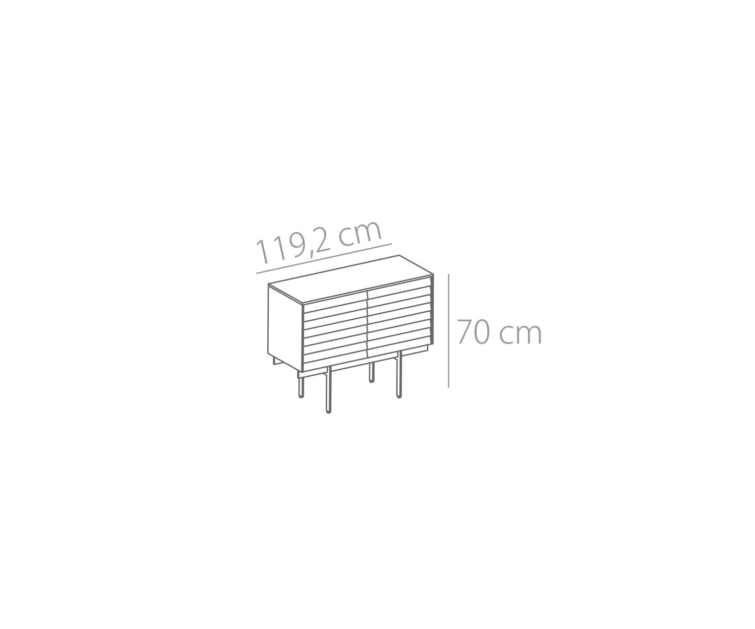 Punt Sussex dressoir met pootjes B119 schets Punt Sussex dressoir met pootjes B119 schets