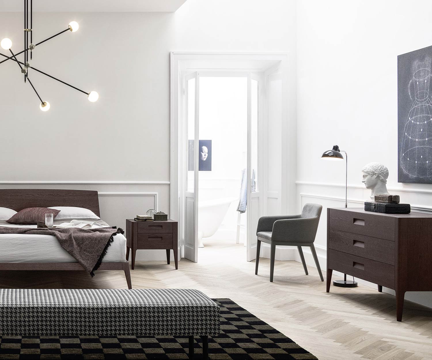 Modern Novamobili Design ladekast Giotto 3 laden donker eiken aardkleur Modern Novamobili Design ladekast Giotto 3 laden donker eiken aardkleur