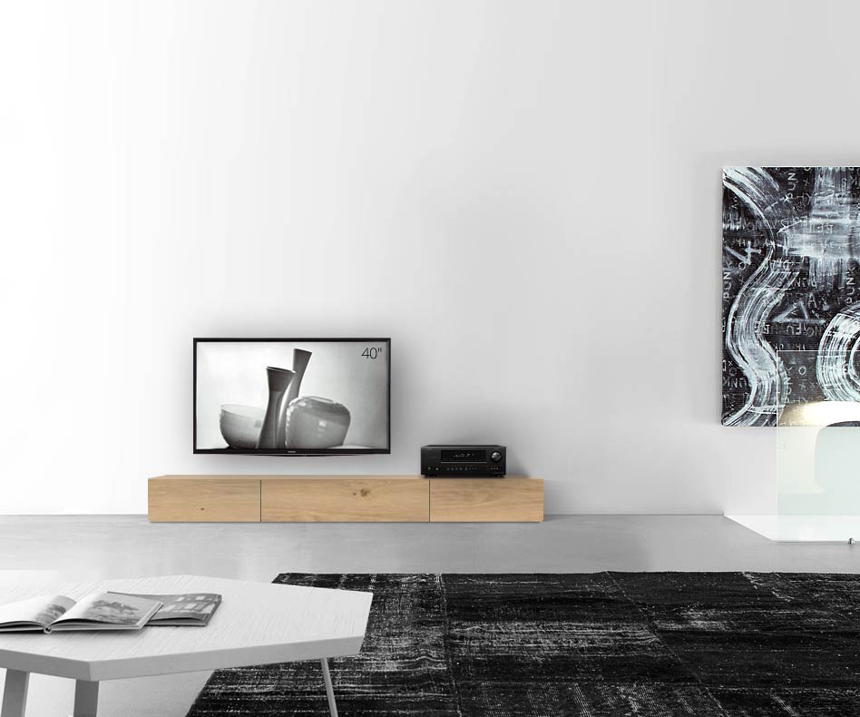 Livitalia Wood design lowboard configurator basis 210 cm 24 cm 56 cm licht eiken Livitalia Wood design lowboard configurator basis 210 cm 24 cm 56 cm licht eiken