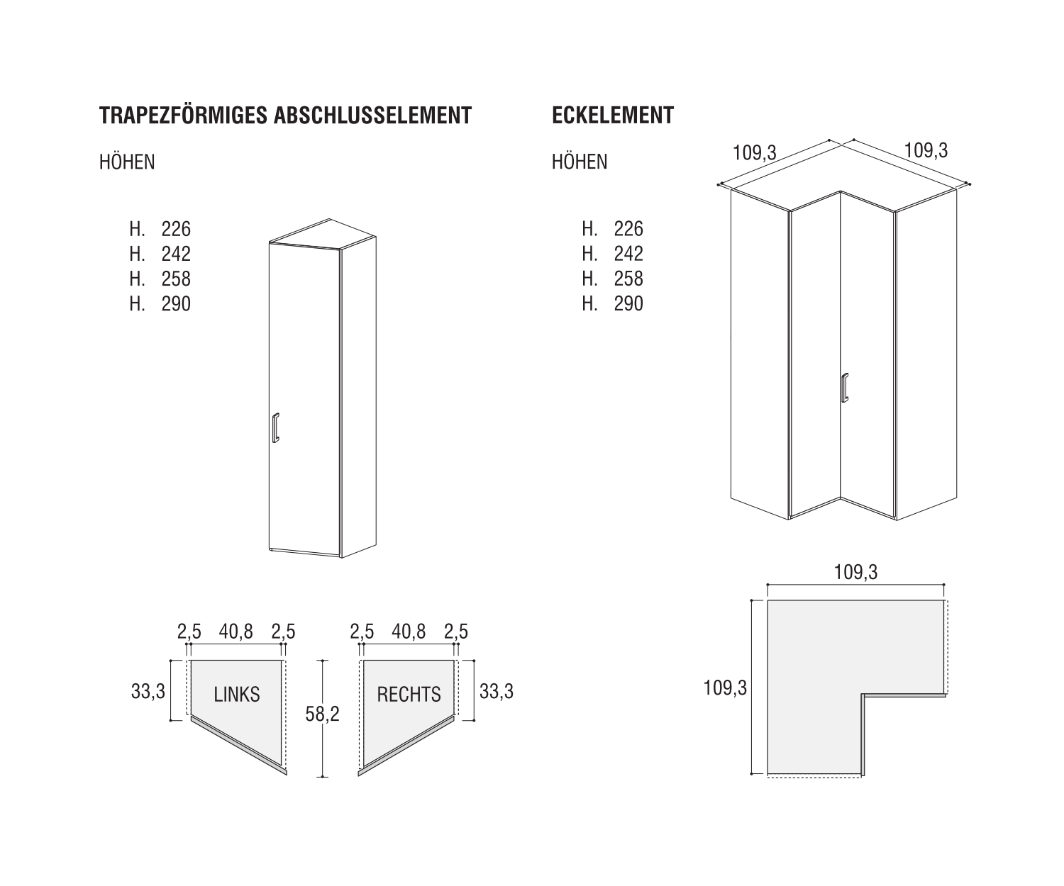 Alfa YNCA design hoekunit 109x109 cm van Novamobili Alfa YNCA design hoekelement 109x109 cm van Novamobili