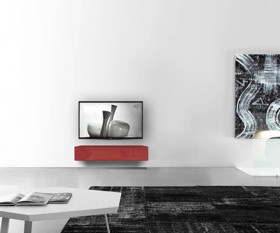 /Design lowboard wand B120 H25 5 hoogglans rood /Design lowboard wand B120 H25 5 hoogglans rood