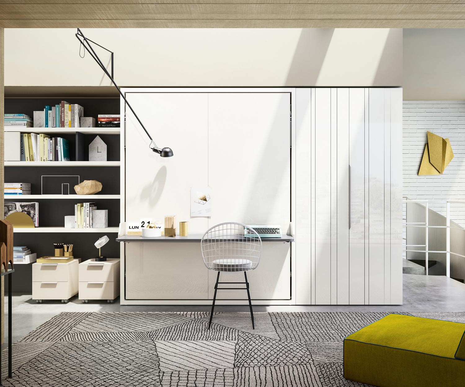 Exclusief Clei Penelope 2 Board Design kledingkastbed met bureau Exclusief Clei Penelope 2 Board Design kledingkastbed met bureau