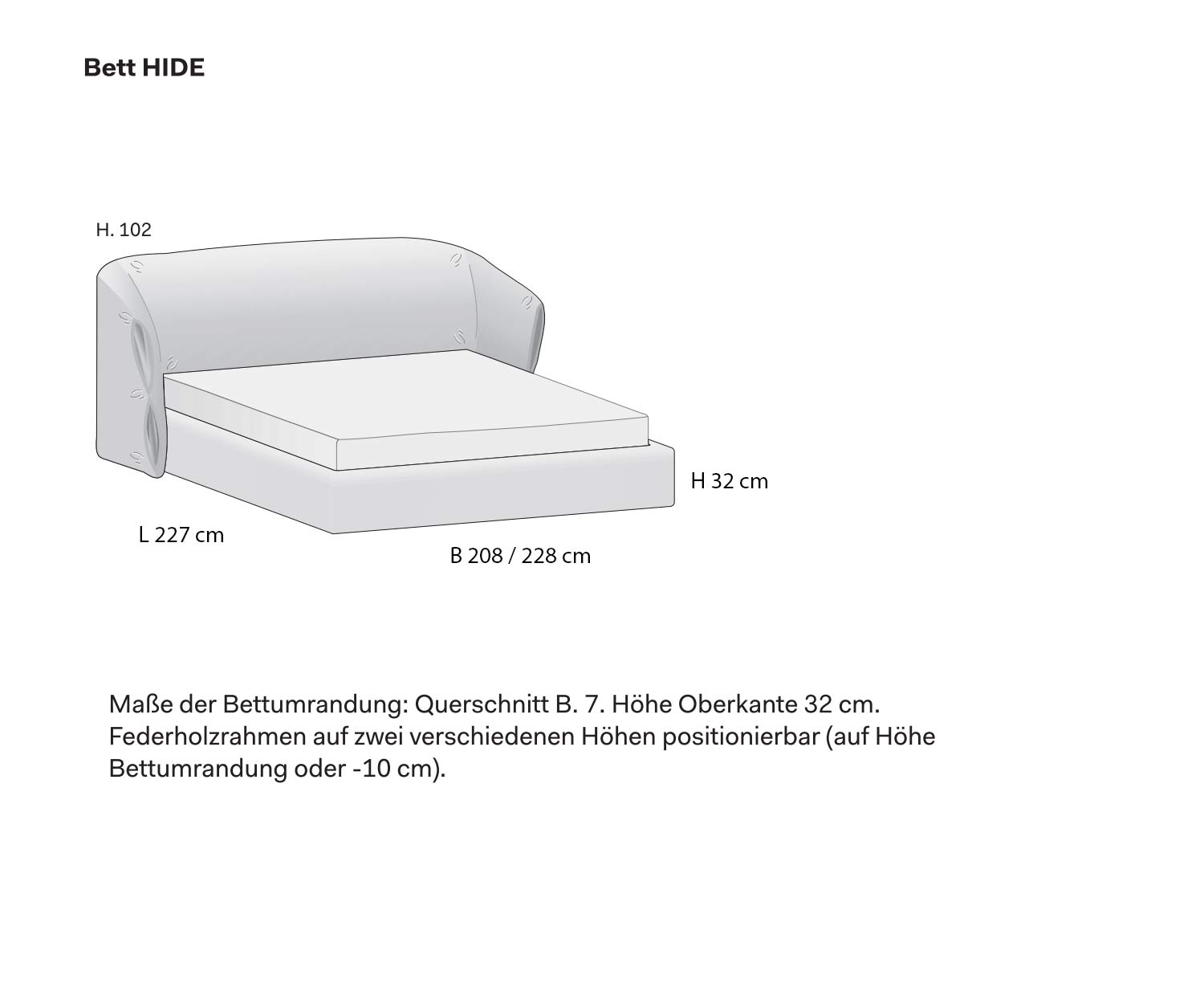 Gestoffeerd bed Verberg Novamobili Schets Afmetingen Maten Gestoffeerd bed Verberg Novamobili Schets Afmetingen Maten