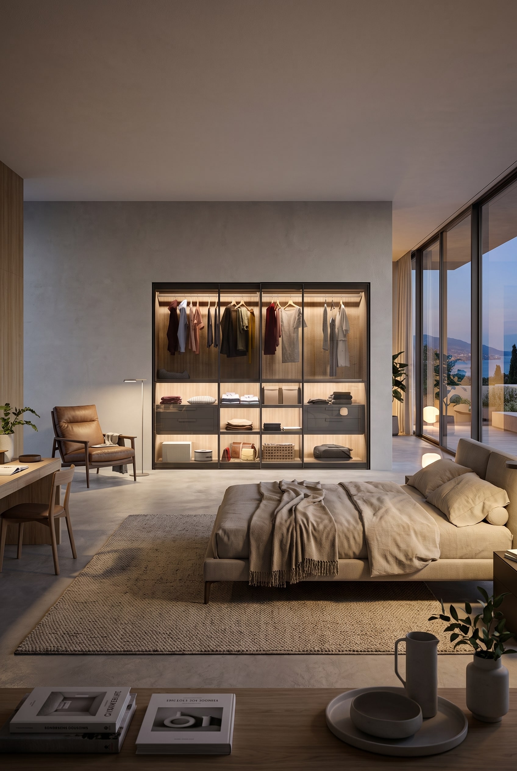 Modernes Schlafzimmer mit Schiebetürenschrank