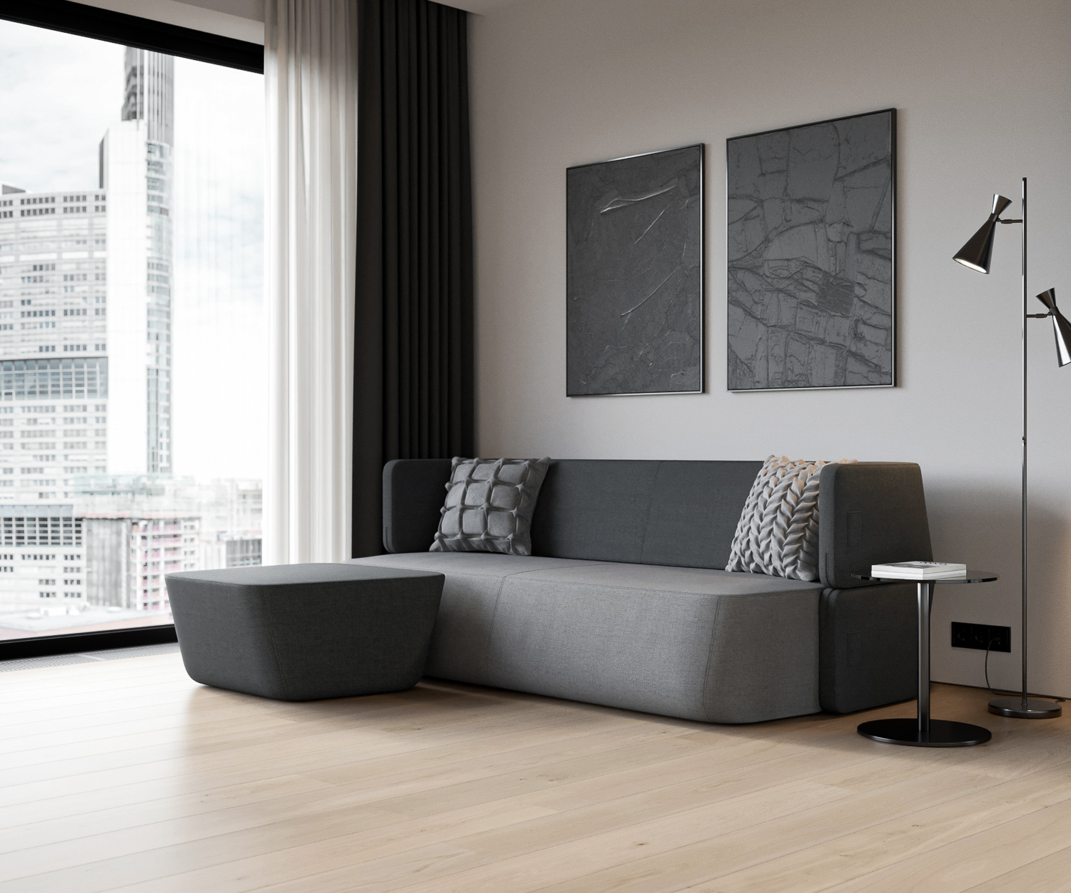 Revolve Emotionsbild bank zijwaarts met poef Revolve Emotionsbild bank zijwaarts met poef