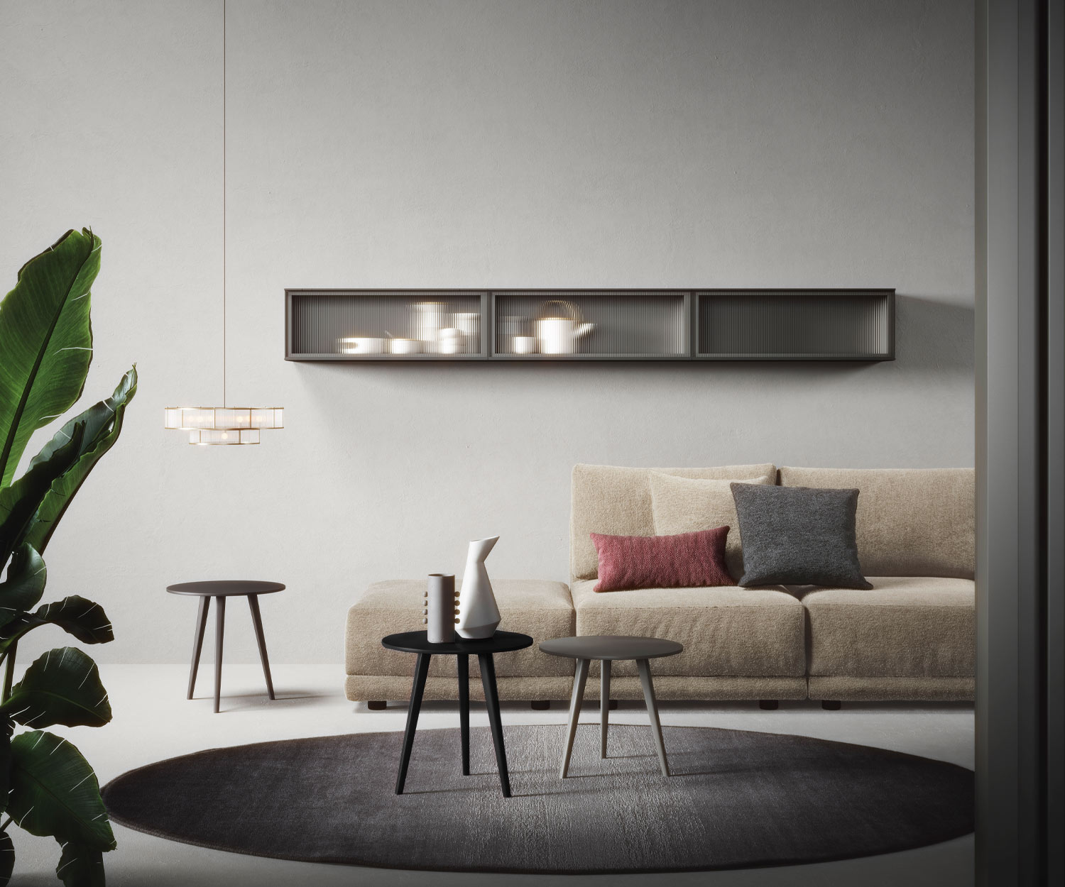 Bijzettafel Trio met drie poten van Novamobili in zwart mat gelakt Woonkamer Bijzettafel Trio met drie poten van Novamobili in zwart mat gelakt Woonkamer
