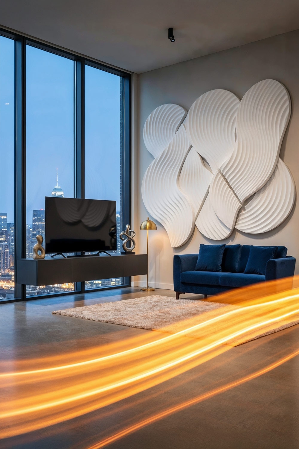 extravagant-ingerichte-woonkamer-met-golvend-wandpaneel-van-gips
