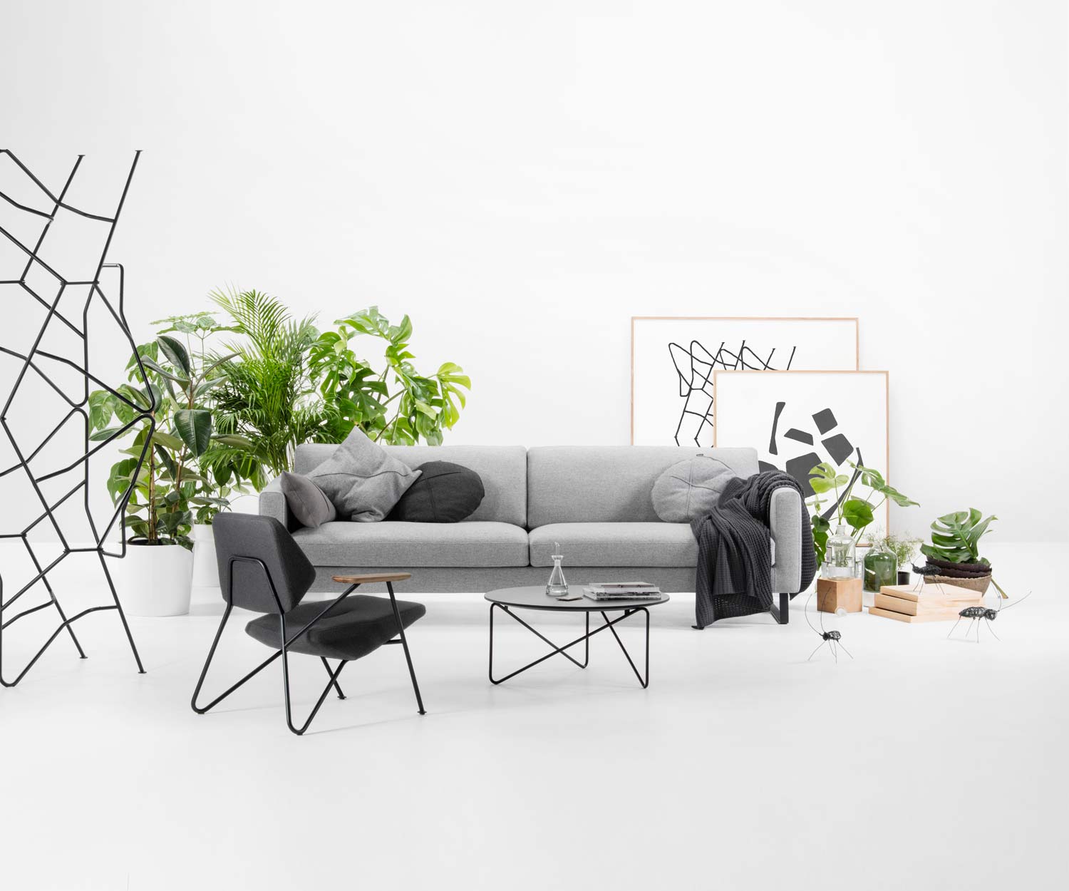 Prostoria Polygoon fauteuil voor een bank met salontafel Prostoria Polygoon fauteuil voor een bank met salontafel