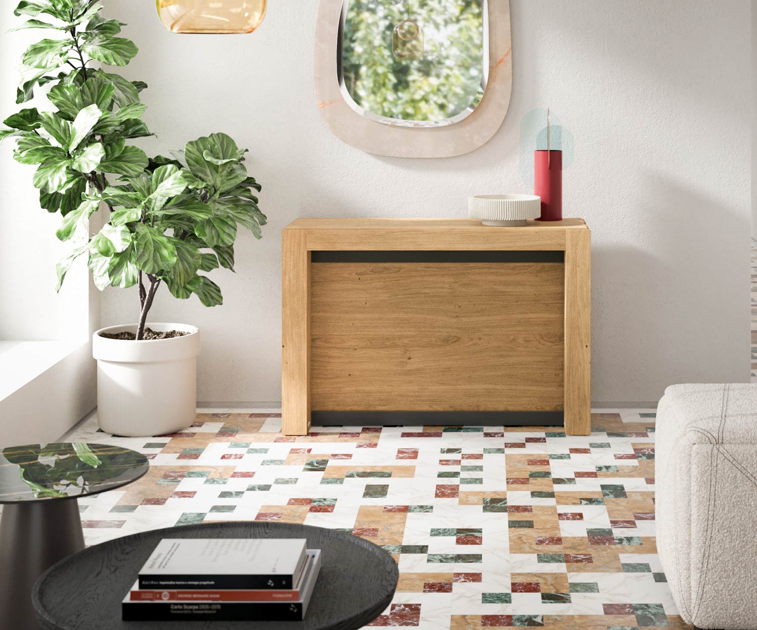 Ozzio_A3 Eettafel uittrekbare vierkante poten Ozzio_A3 Eettafel uittrekbare vierkante poten