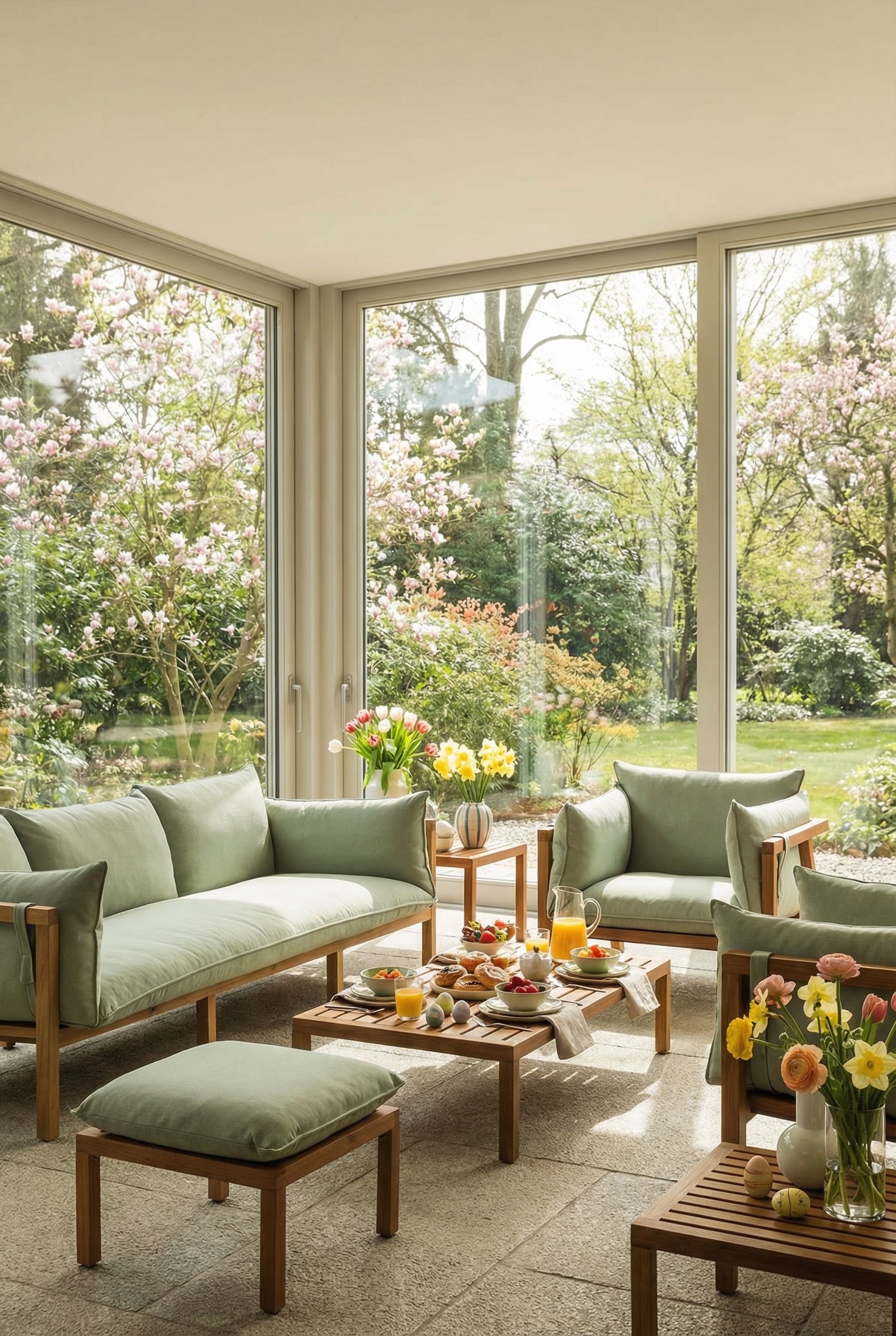 Gem&uuml;tliche Outdoor Lounge Landschaft mit tiefen Polstern