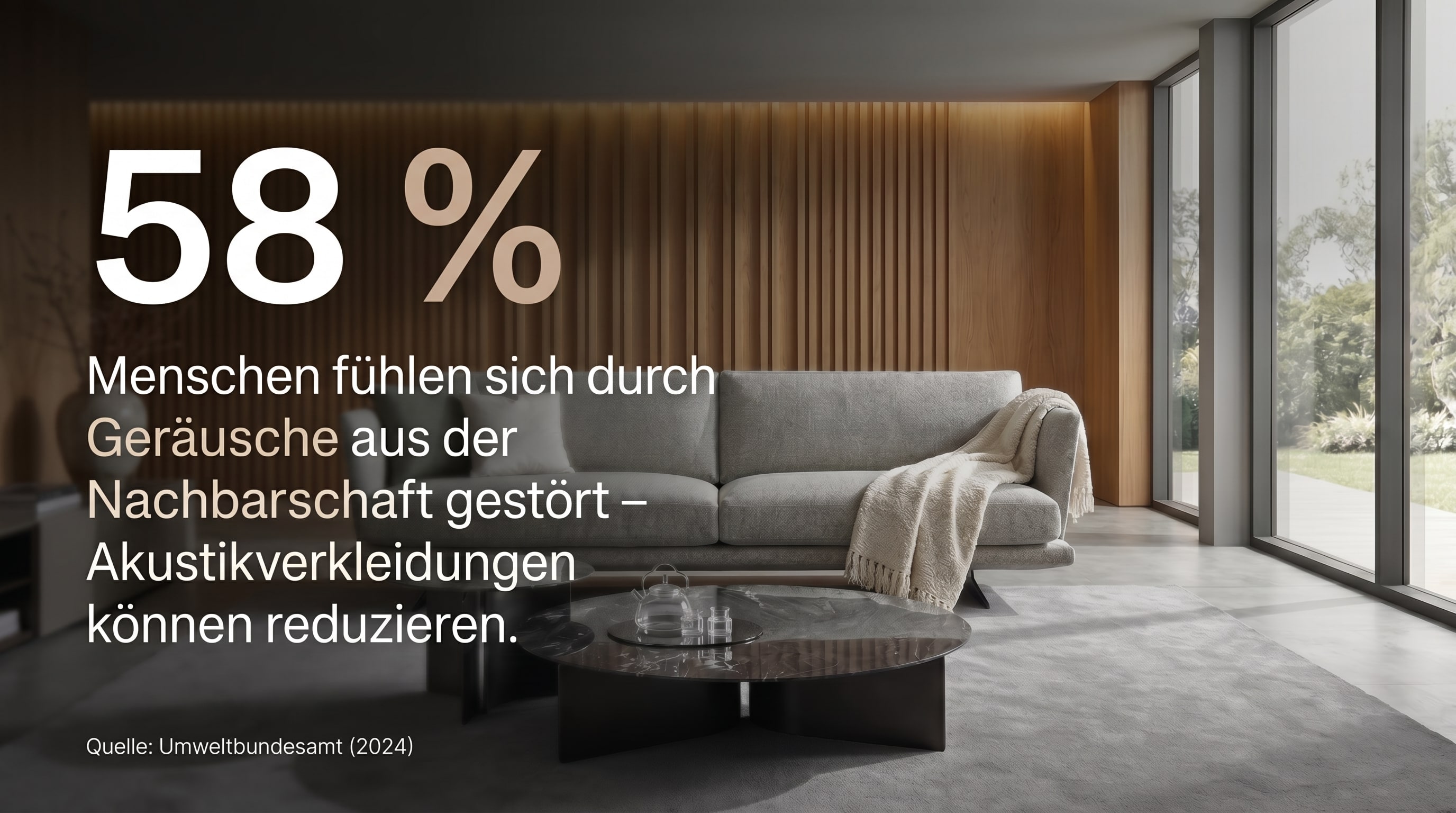 58 % – Viele Menschen fühlen sich durch Geräusche aus der Nachbarschaft gestört.