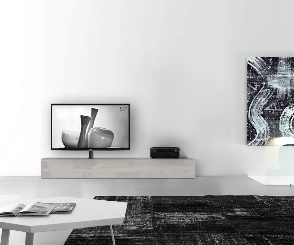 Design lowboard configurator met TV-houder basisbreedte 240 33,5 45 links glanzend lichtgrijs Design lowboard configurator met TV-houder basisbreedte 240 33,5 45 links glanzend lichtgrijs