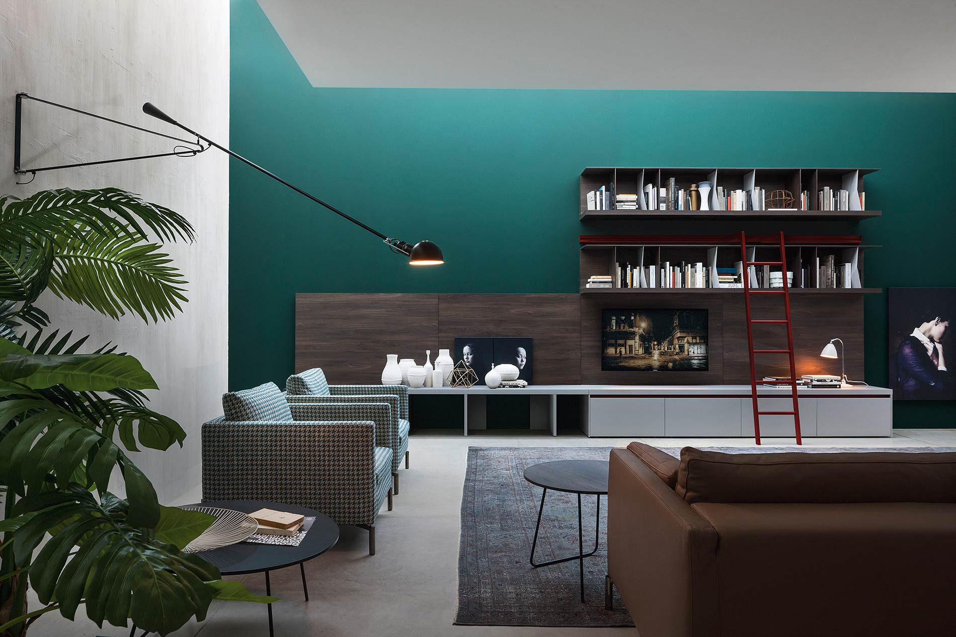 Ontwerp woonkamer met boekenplank